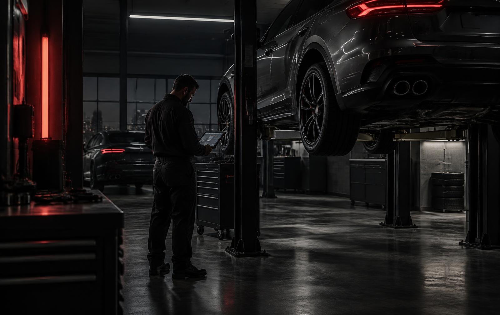 Técnico realizando diagnóstico eletrônico em um veículo no Jataí Auto Center